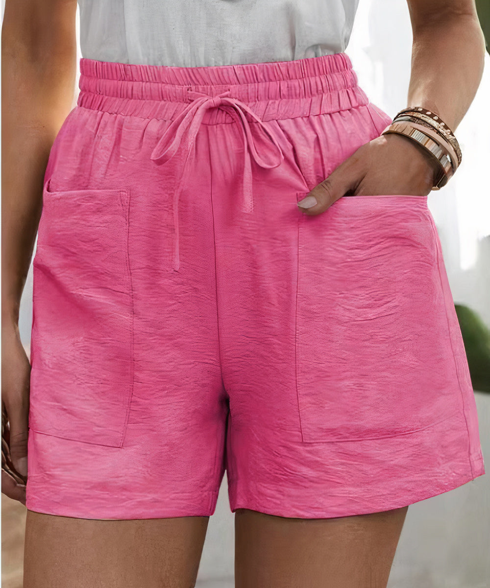 Pantalón Corto Azul con Cintura Fruncida