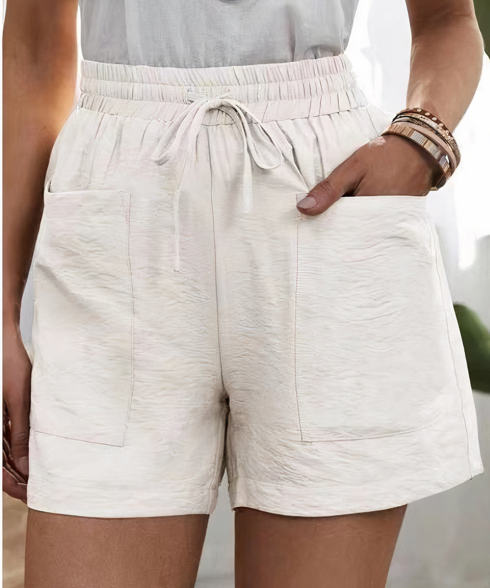Pantalón Corto Azul con Cintura Fruncida