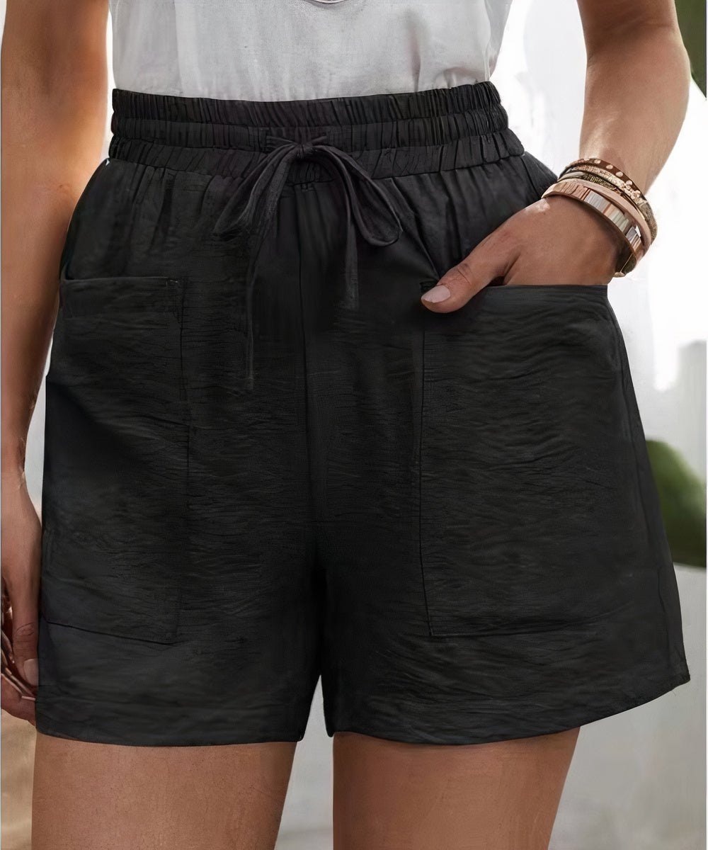 Pantalón Corto Azul con Cintura Fruncida