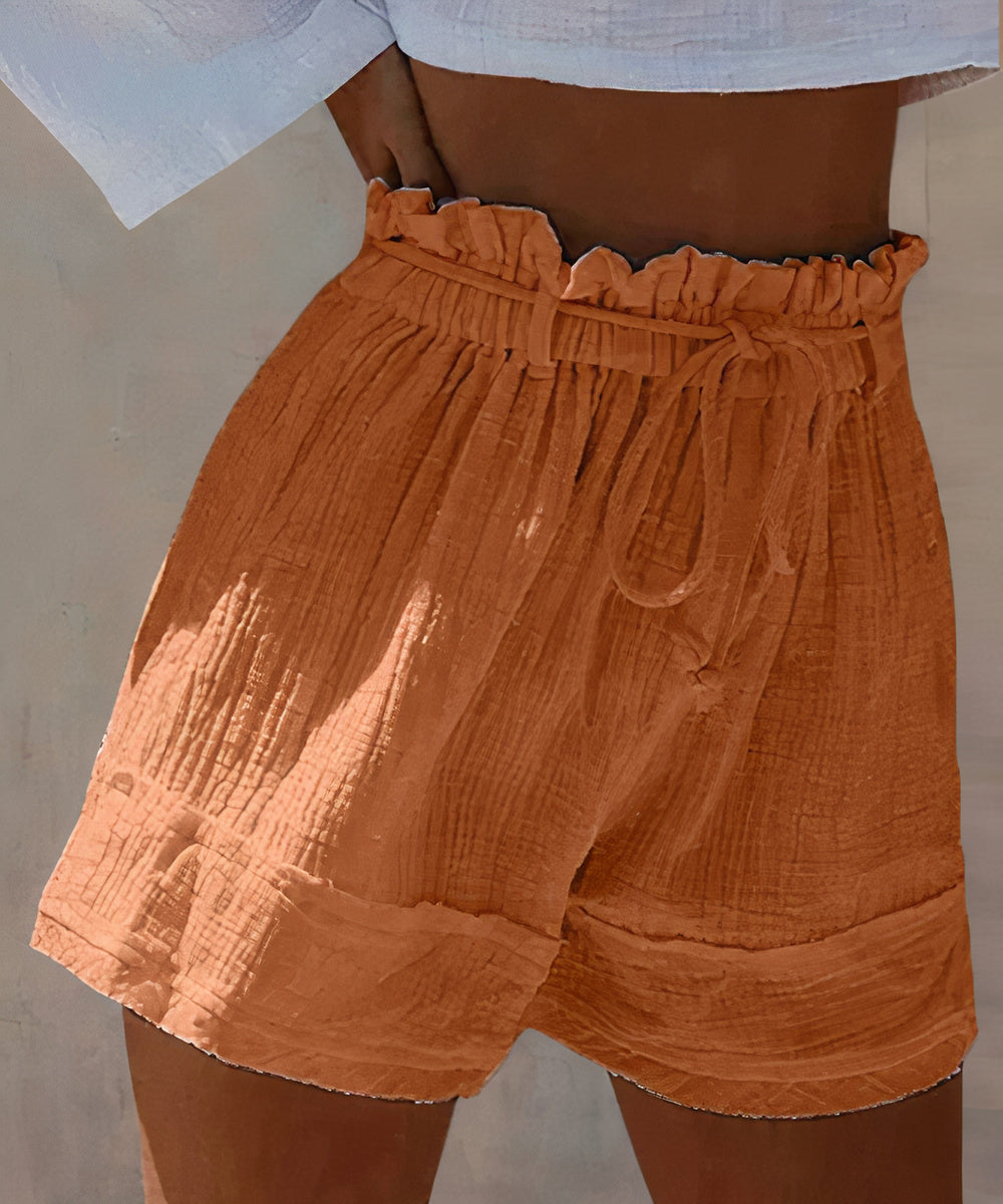 Pantalón Corto Azul con Cintura Fruncida