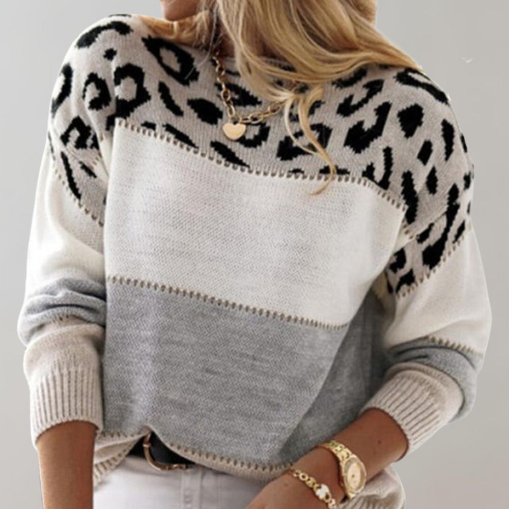Charlene – Sweater Casual con Estampado de Leopardo