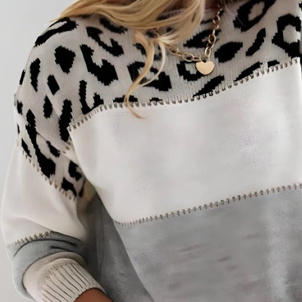 Charlene – Sweater Casual con Estampado de Leopardo
