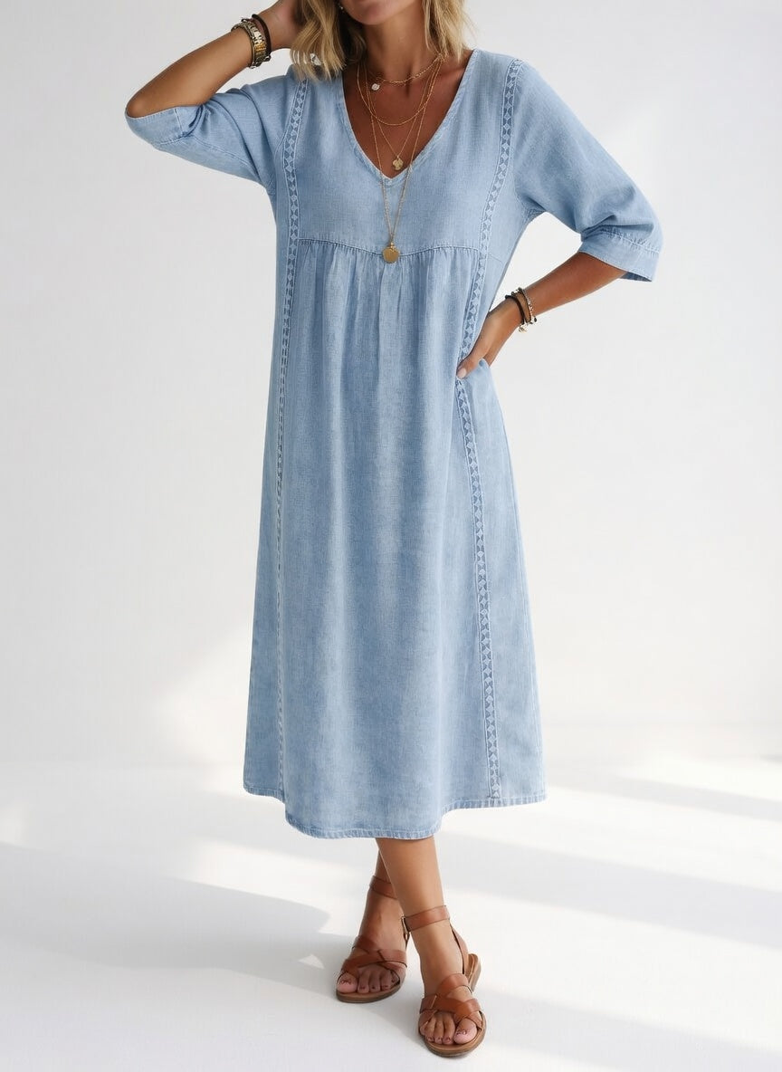 Lioréa™ — Vestido midi fluido casual elegante