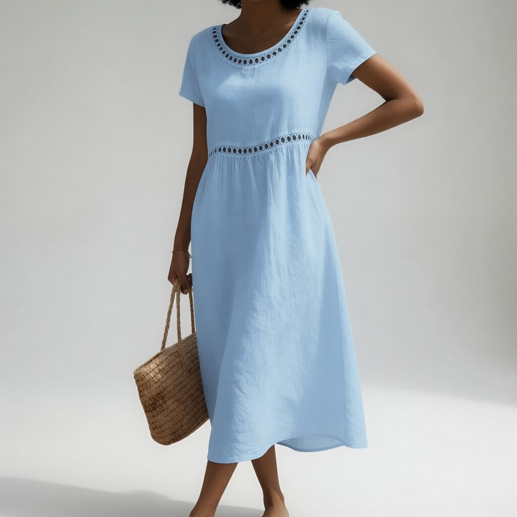 Pernelle™ | Vestido midi 100% algodón bordado feminidad suave