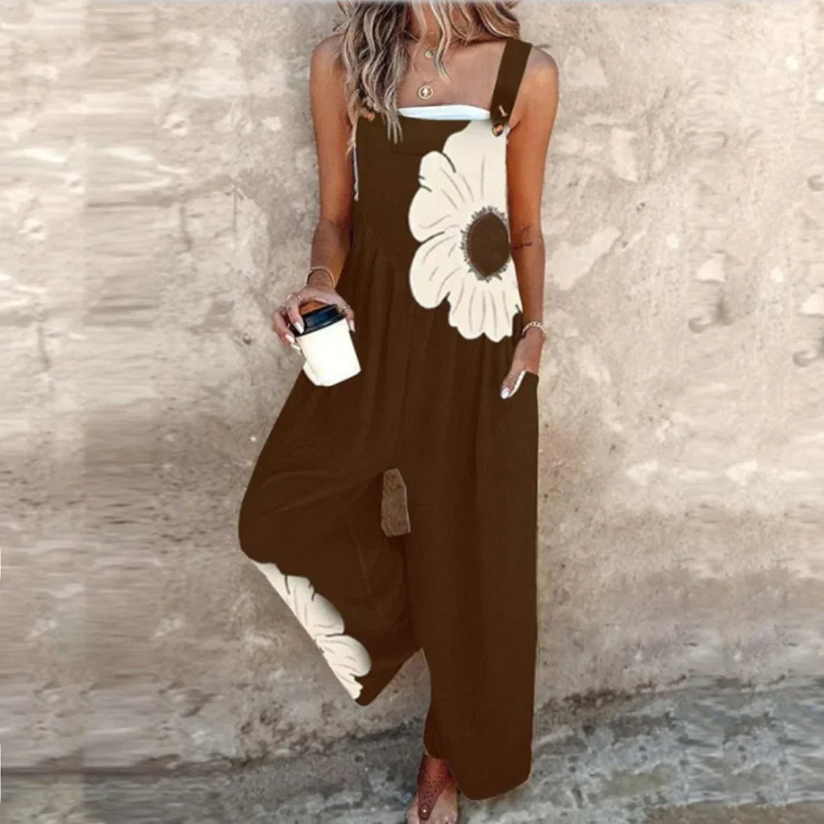 Pantalón de tirantes impreso y cómodo