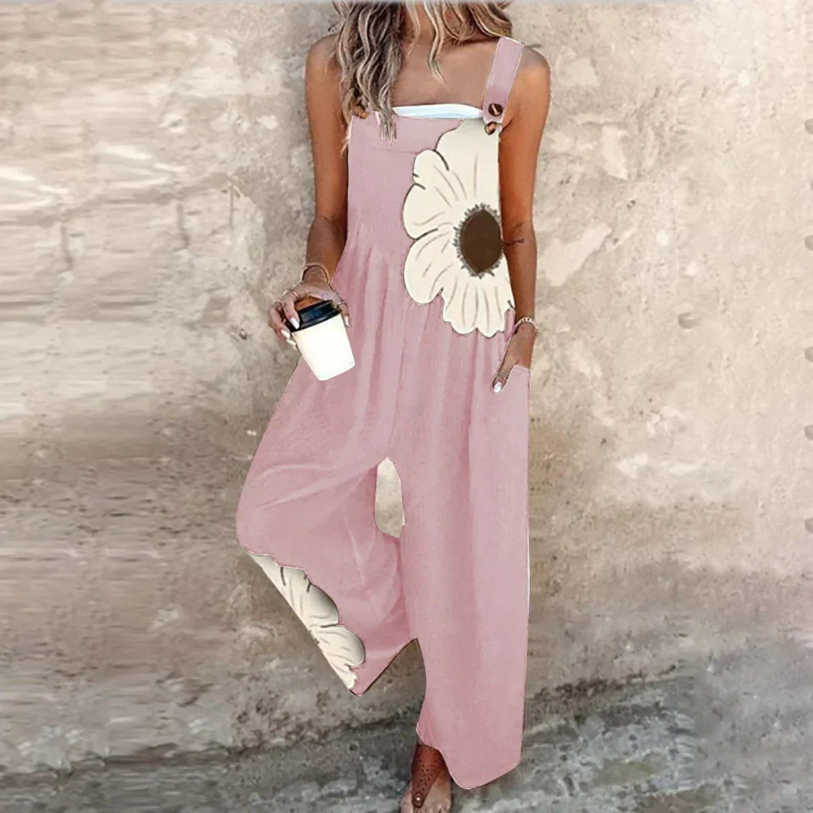 Pantalón de tirantes impreso y cómodo
