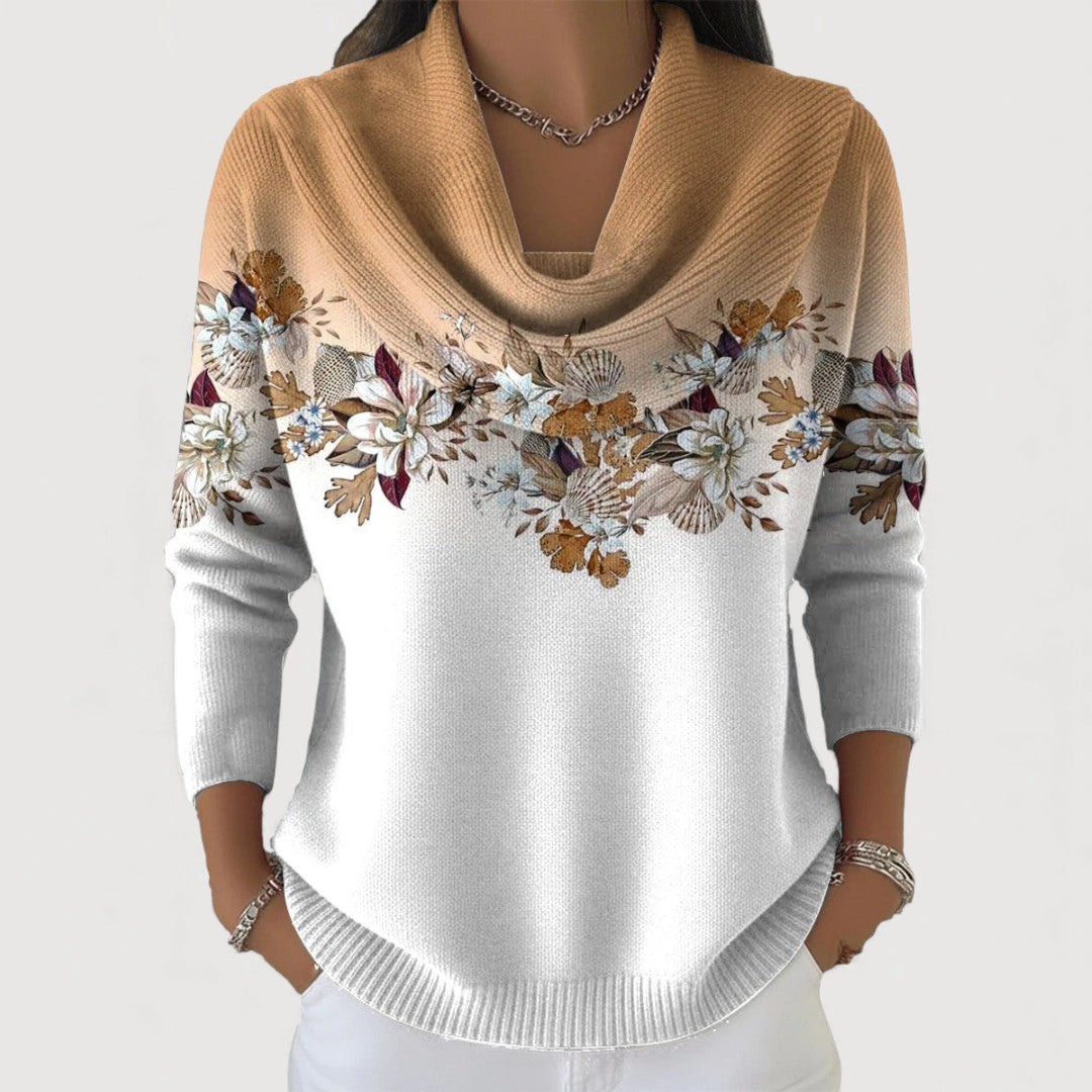 ALORA - Sweater Floral con Cuello Suave