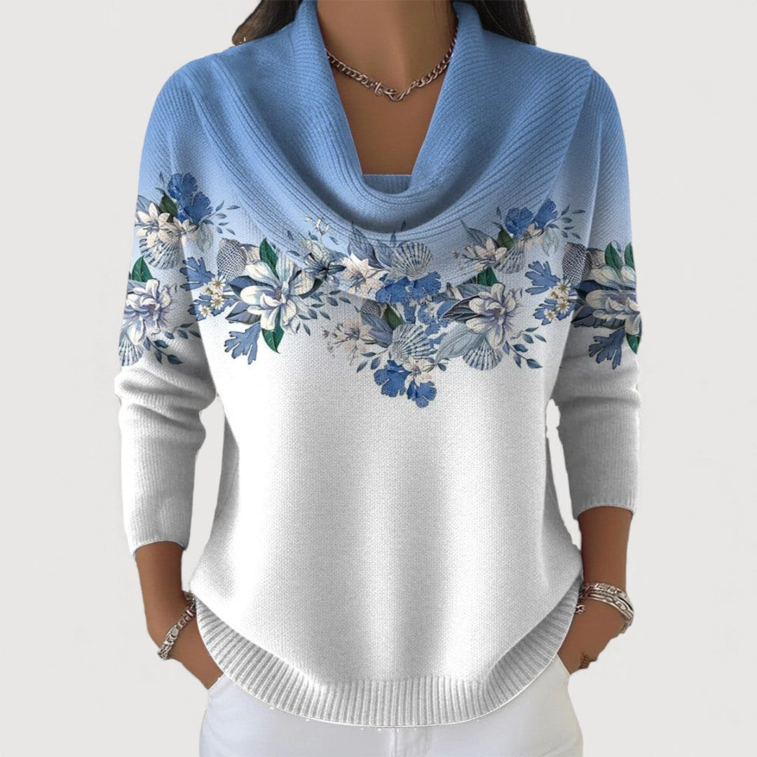 ALORA - Sweater Floral con Cuello Suave