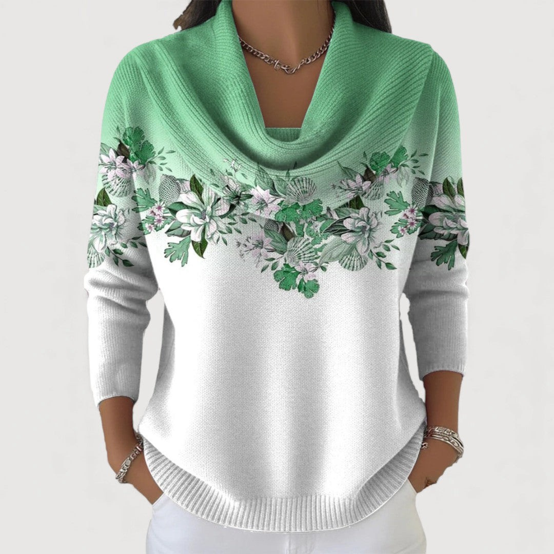 ALORA - Sweater Floral con Cuello Suave