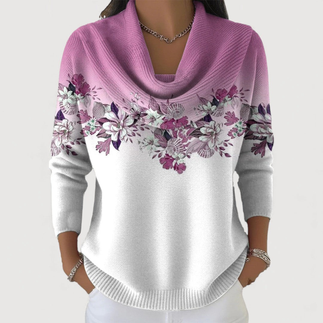 ALORA - Sweater Floral con Cuello Suave