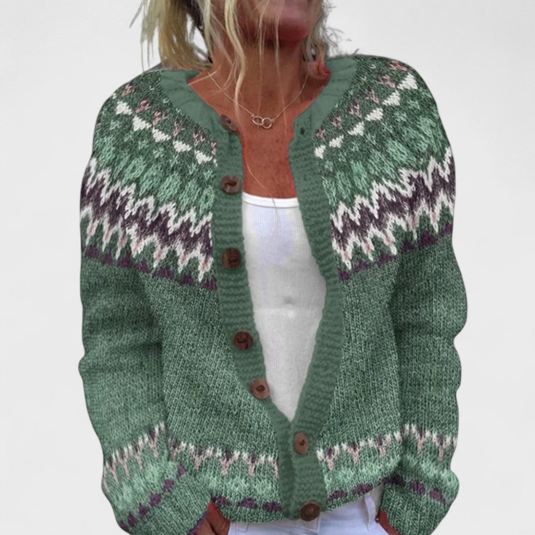 Lianne Salvia Dorata – Sweater de Punto Suelto en Estilo Elegante