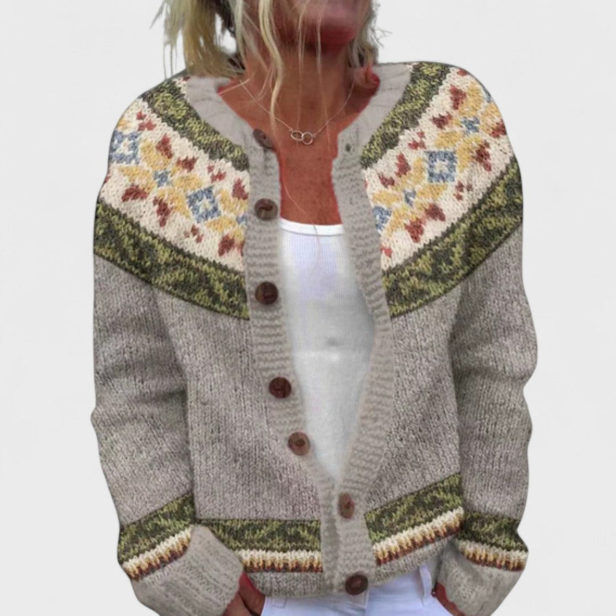 Lianne Salvia Dorata – Sweater de Punto Suelto en Estilo Elegante