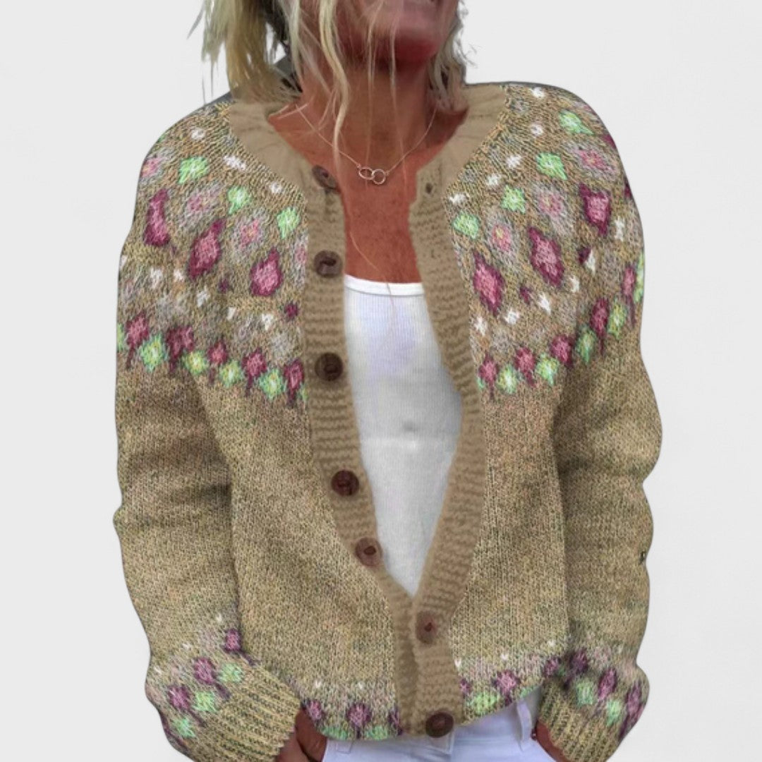 Lianne Salvia Dorata – Sweater de Punto Suelto en Estilo Elegante