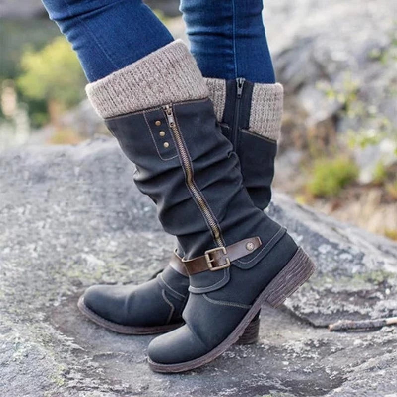 Belvoria | Botas Altas con Detalle de Punto y Hebilla