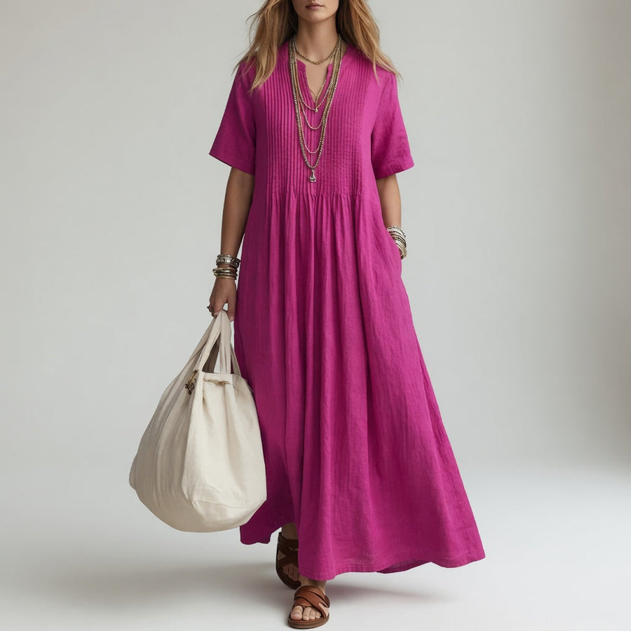 Pélagie™ — Vestido largo de algodón con cuello en V, libertad veraniega