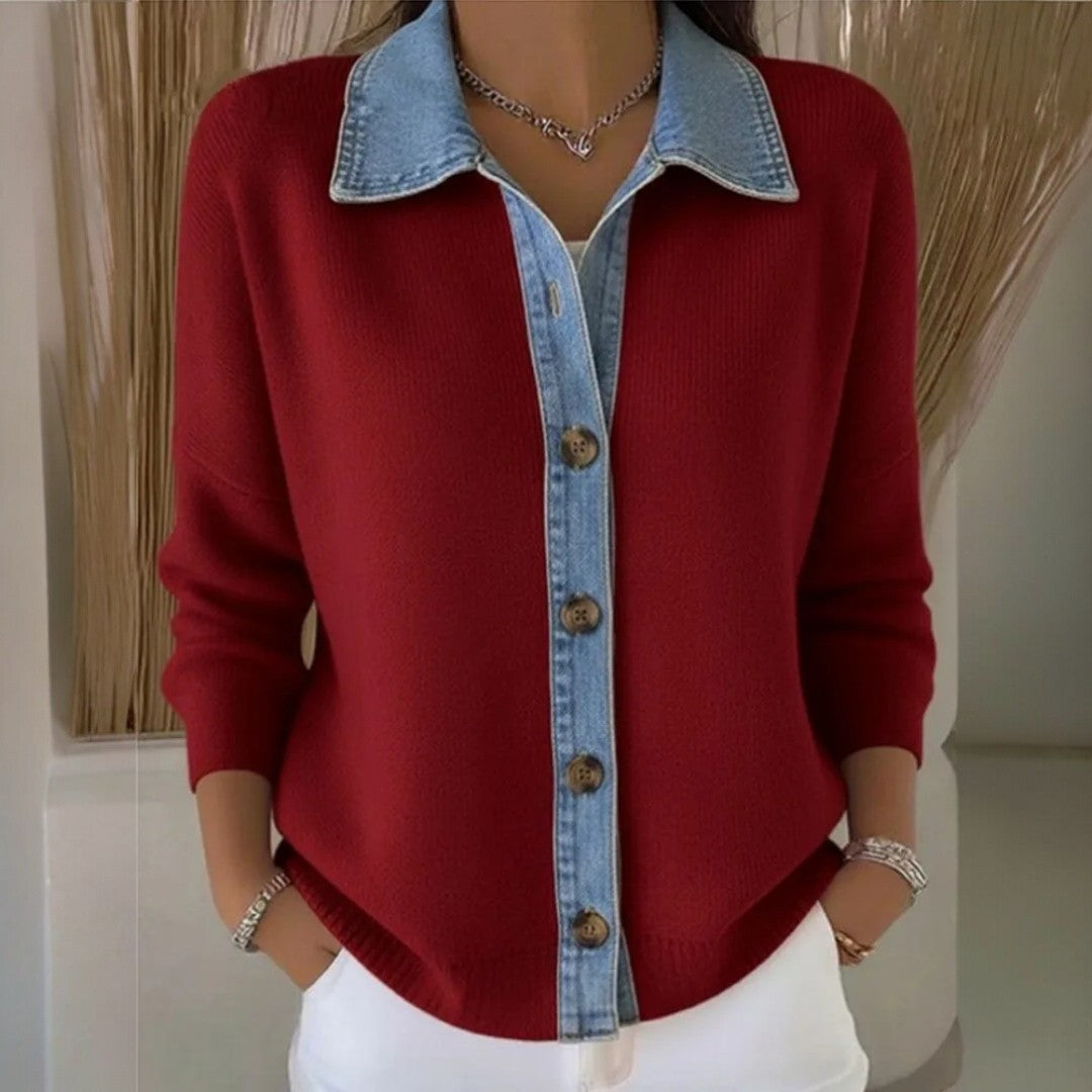 GIULIA - Sweater con Cuello Denim