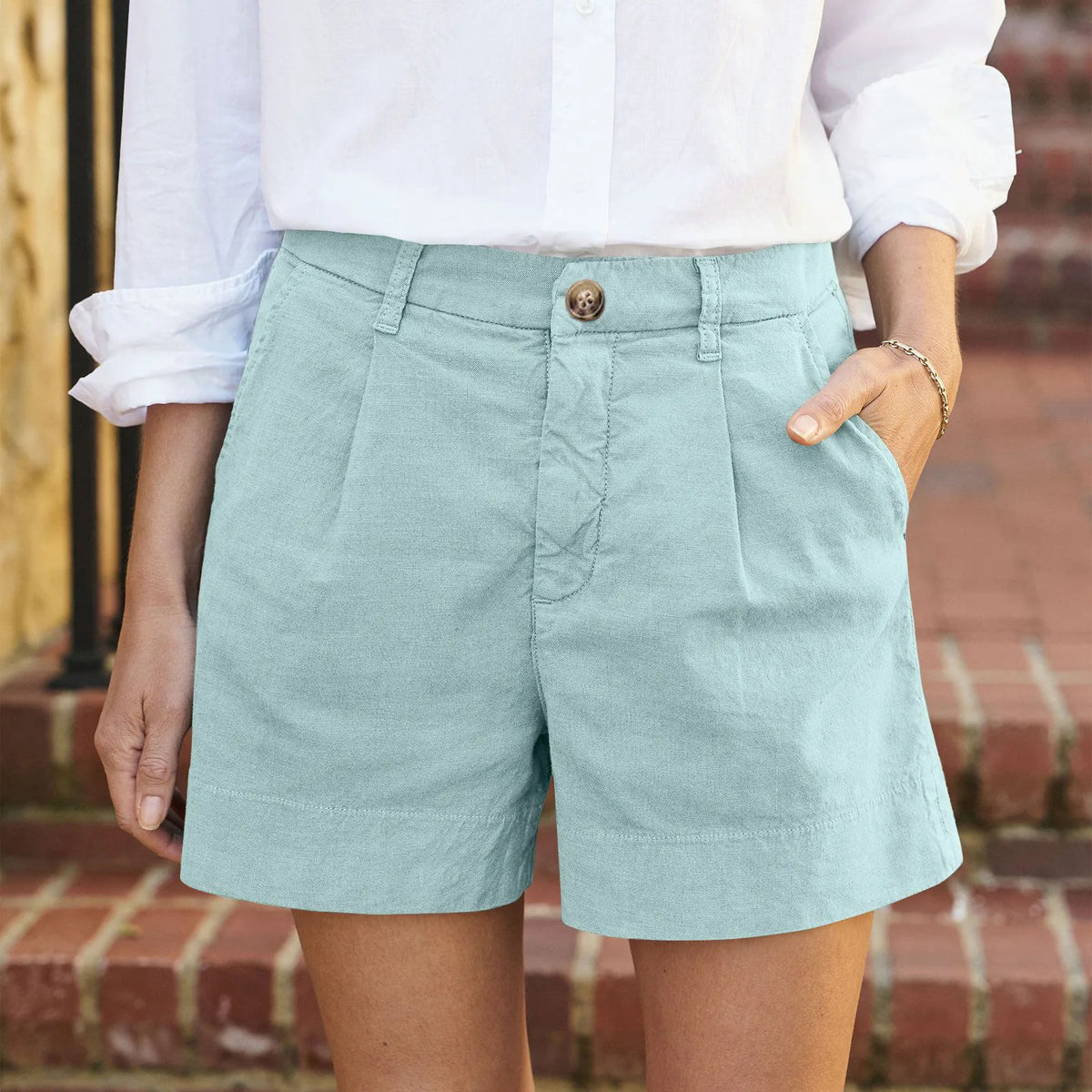 Pantalón Corto Blanco de Vestir en Lino