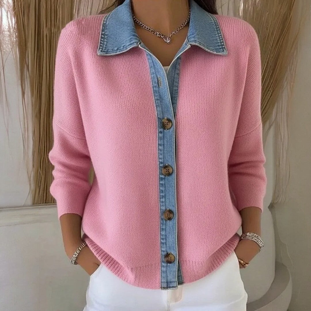 GIULIA - Sweater con Cuello Denim