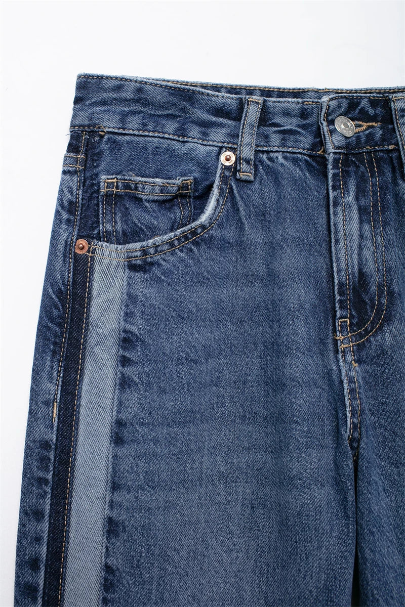 Zoé | Jeans Bicolor de Pierna Ancha