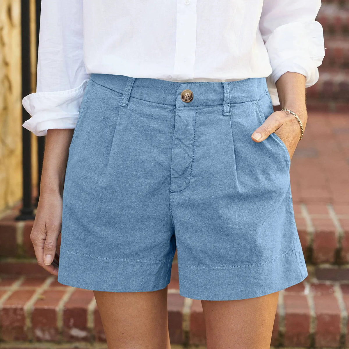 Pantalón Corto Blanco de Vestir en Lino
