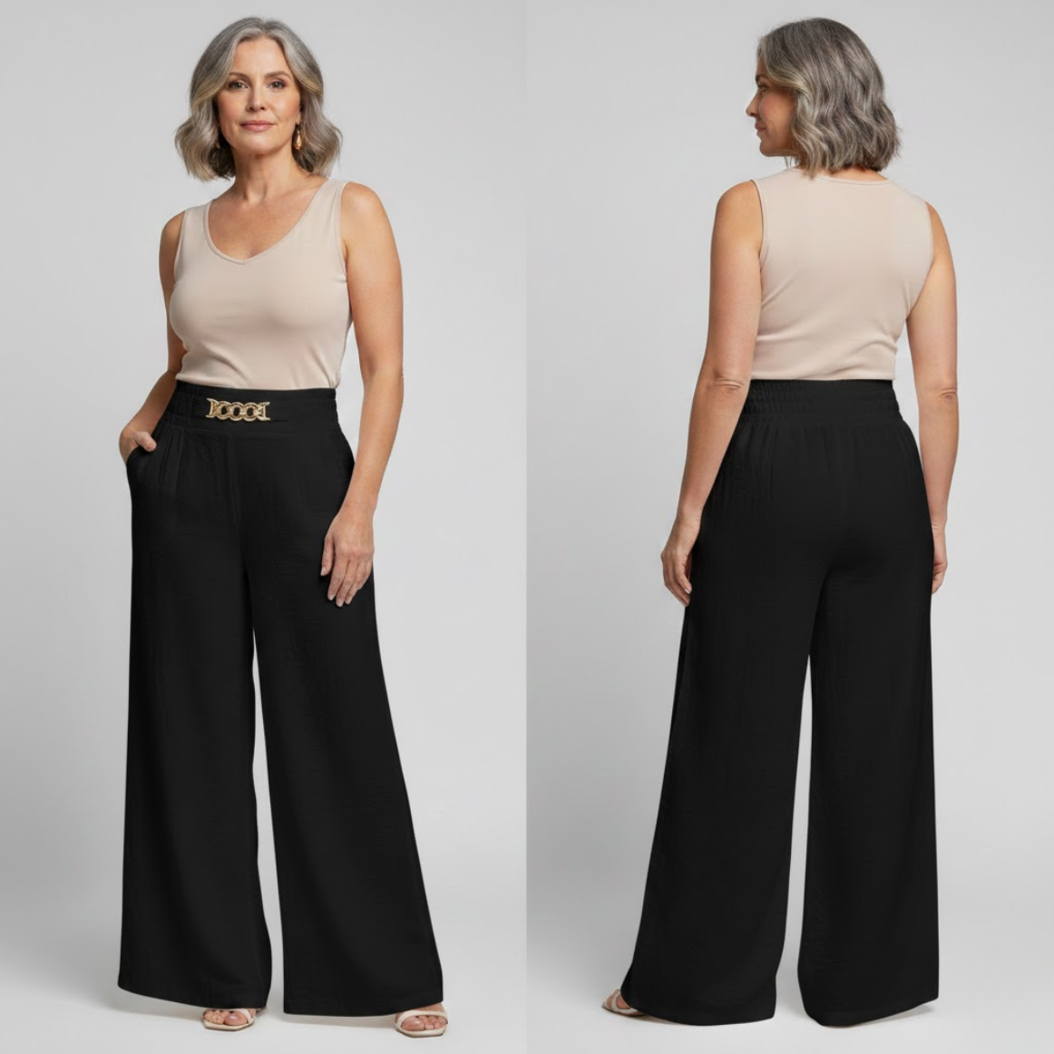 Évelyne™ — Pantalón ancho de talle alto moldeador