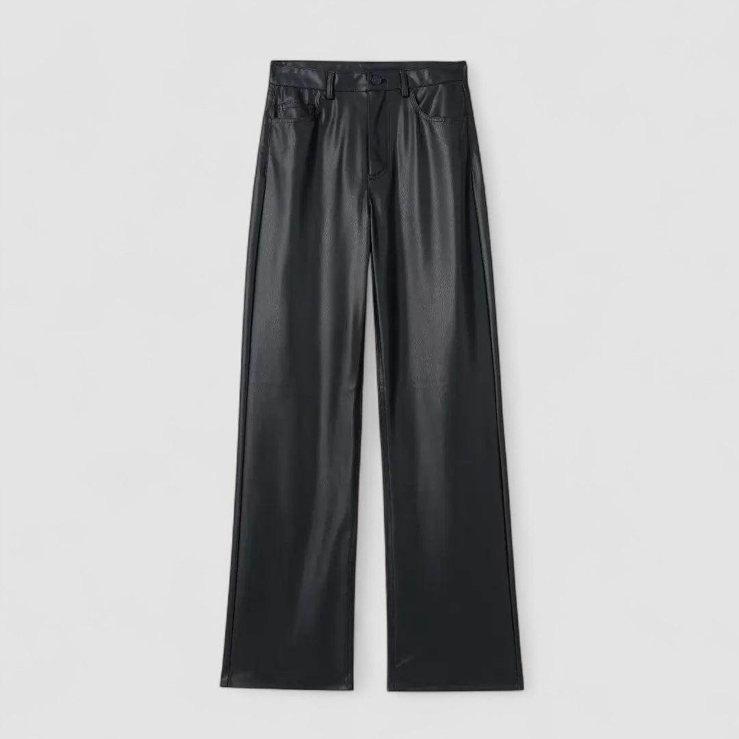 Freja | Pantalón de Cuero Sintético con Pierna Ancha