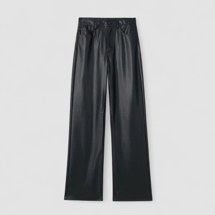 Freja | Pantalón de Cuero Sintético con Pierna Ancha