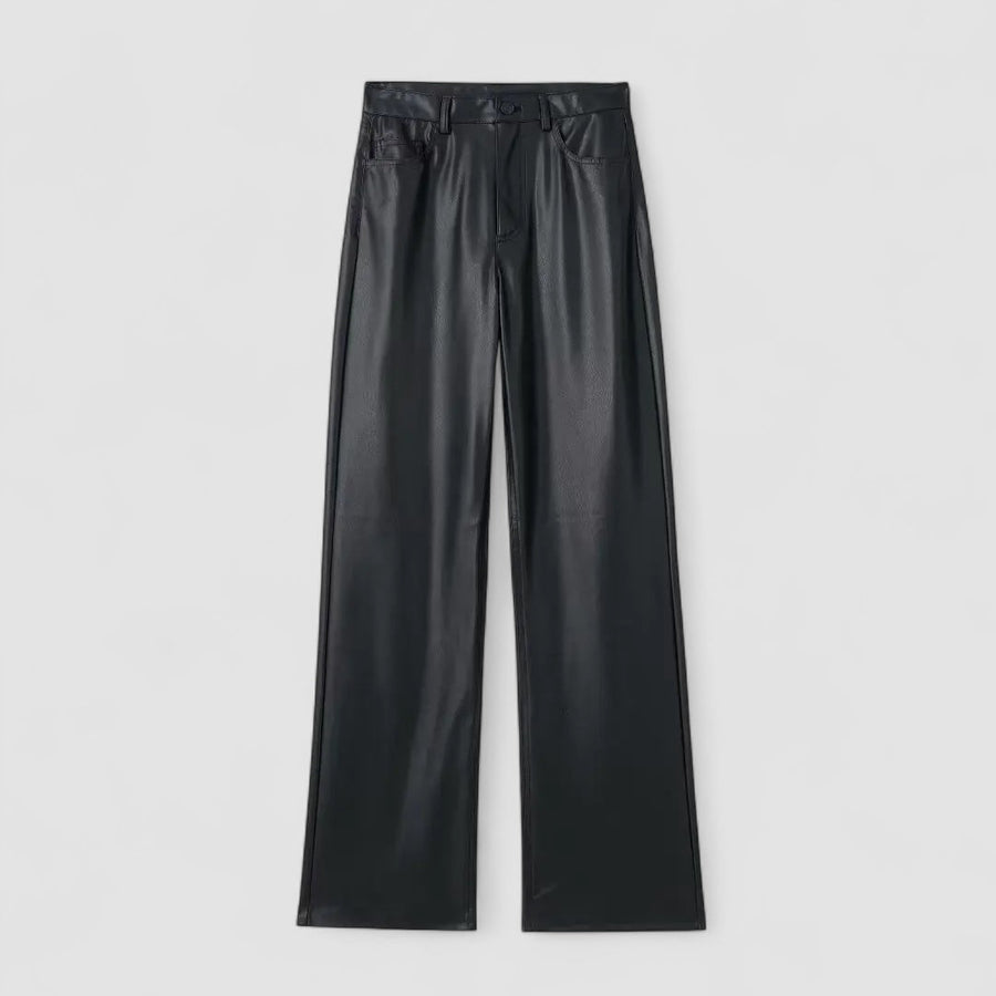 Freja | Pantalón de Cuero Sintético con Pierna Ancha