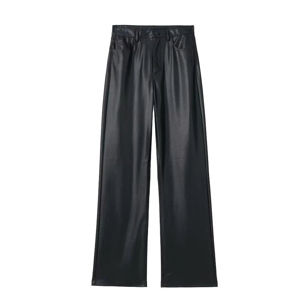 Freja | Pantalón de Cuero Sintético con Pierna Ancha