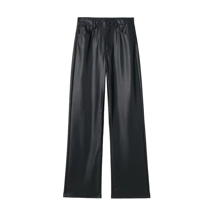 Freja | Pantalón de Cuero Sintético con Pierna Ancha