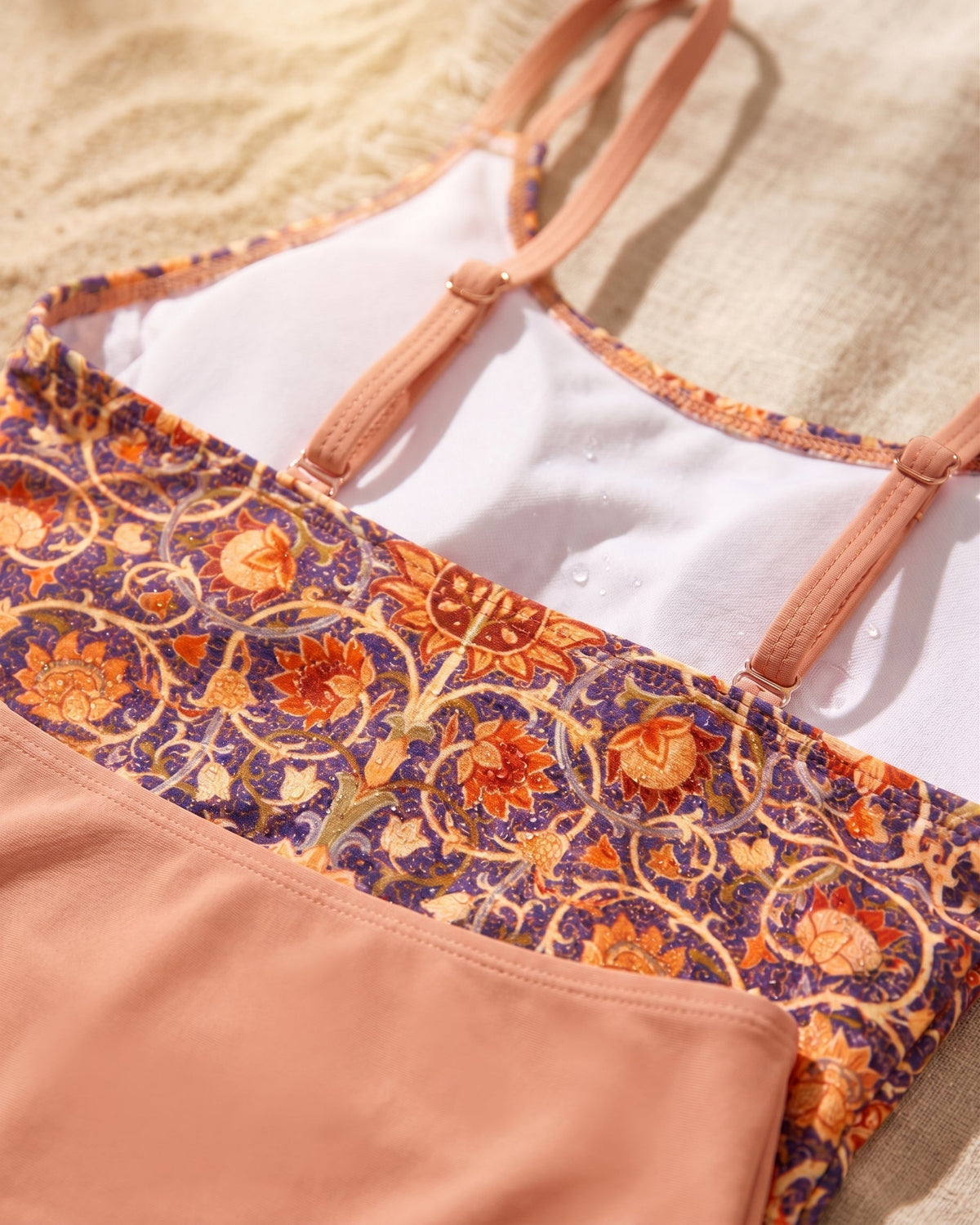 Tankini impreso con doble tirante — cintura alta, estampado floral