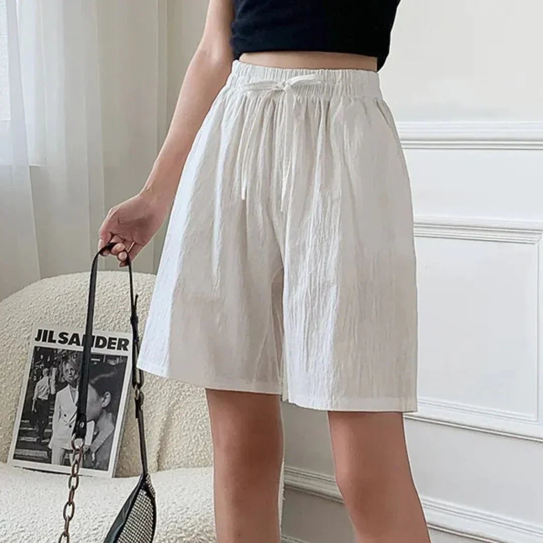 Pantalón Corto Beis Amplio con Cordón