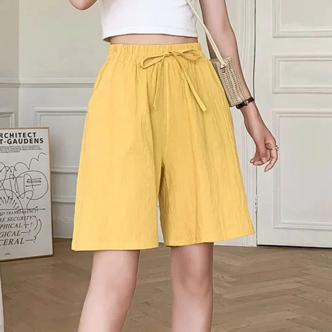 Pantalón Corto Beis Amplio con Cordón