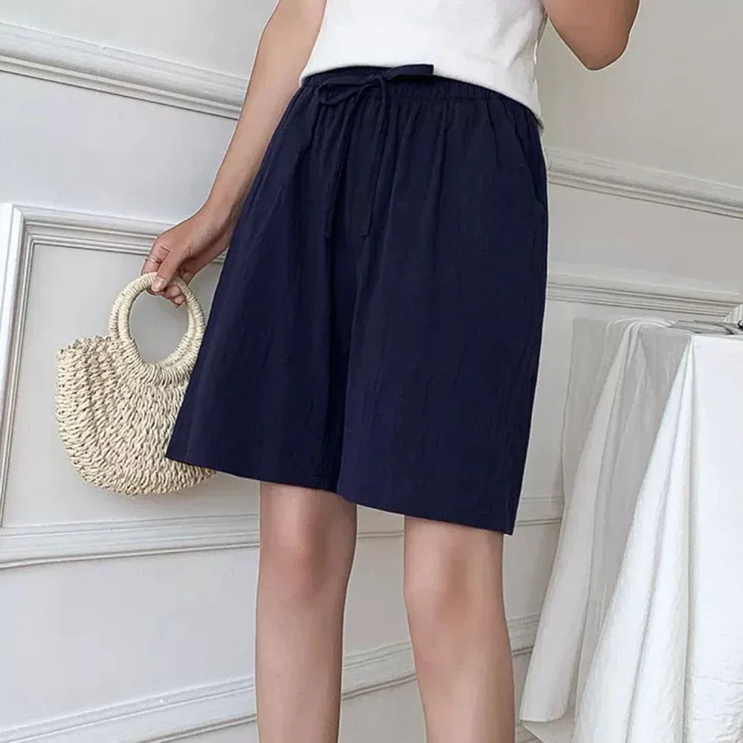 Pantalón Corto Beis Amplio con Cordón