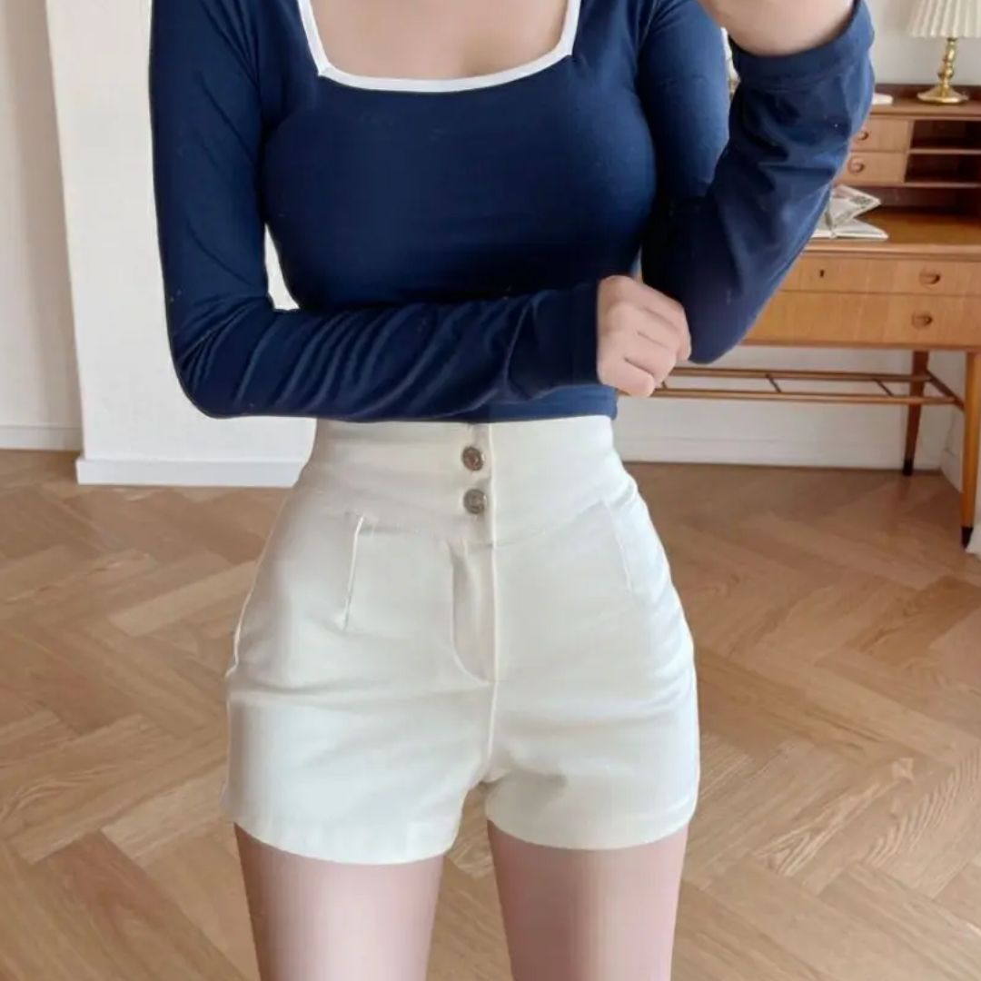 Pantalón Corto Crudo con Doble Botón
