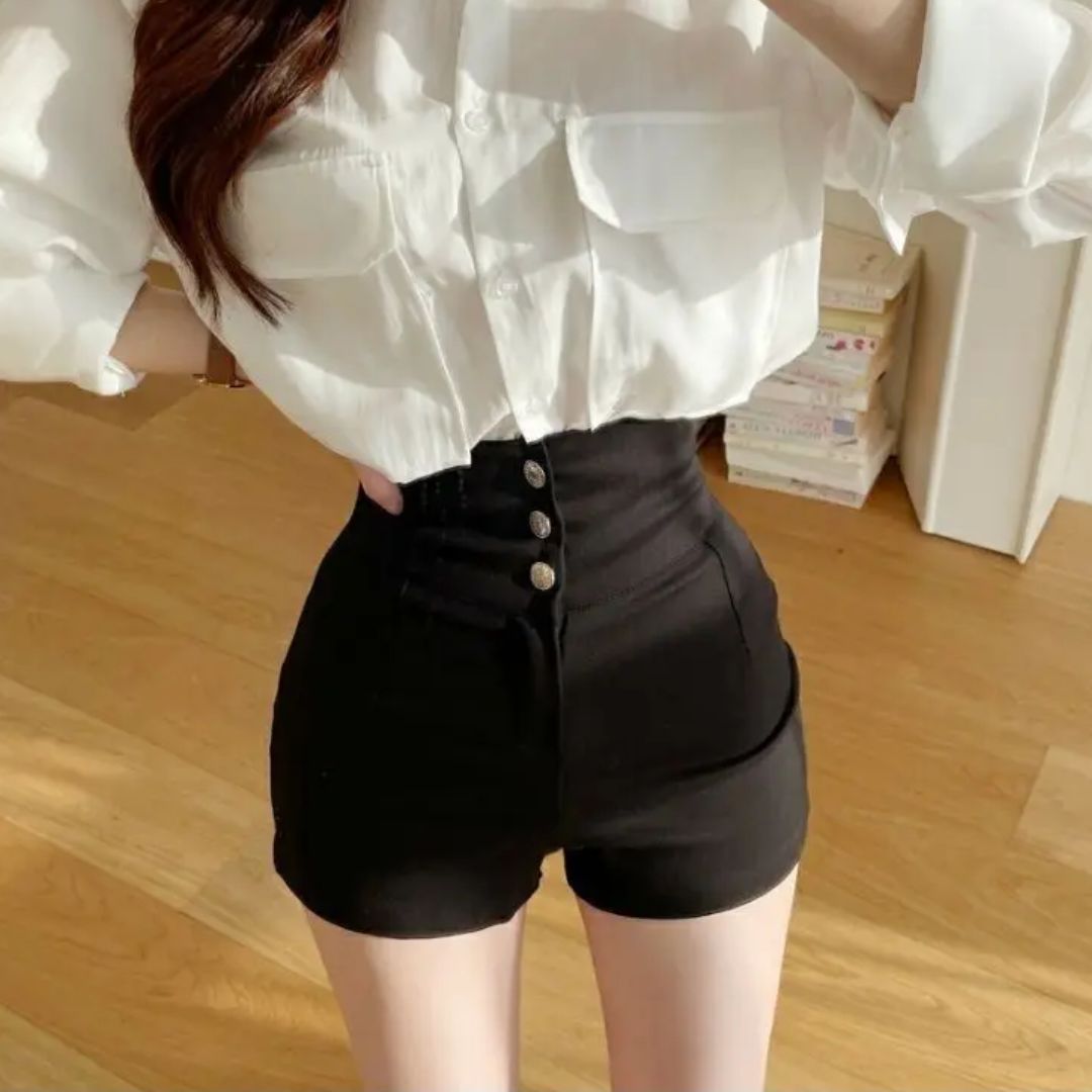 Pantalón Corto Crudo con Doble Botón