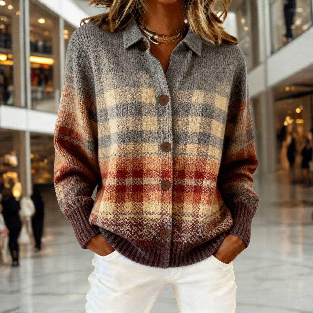 BEATRICE – Sweater Suave a Cuadros Difuminados