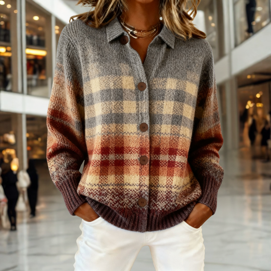 BEATRICE – Sweater Suave a Cuadros Difuminados