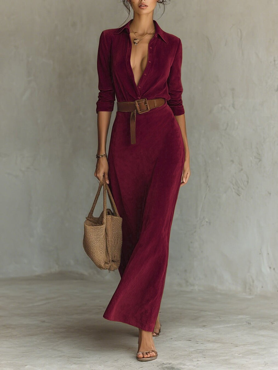 Célianne - Elegante Vestido Largo de Ante