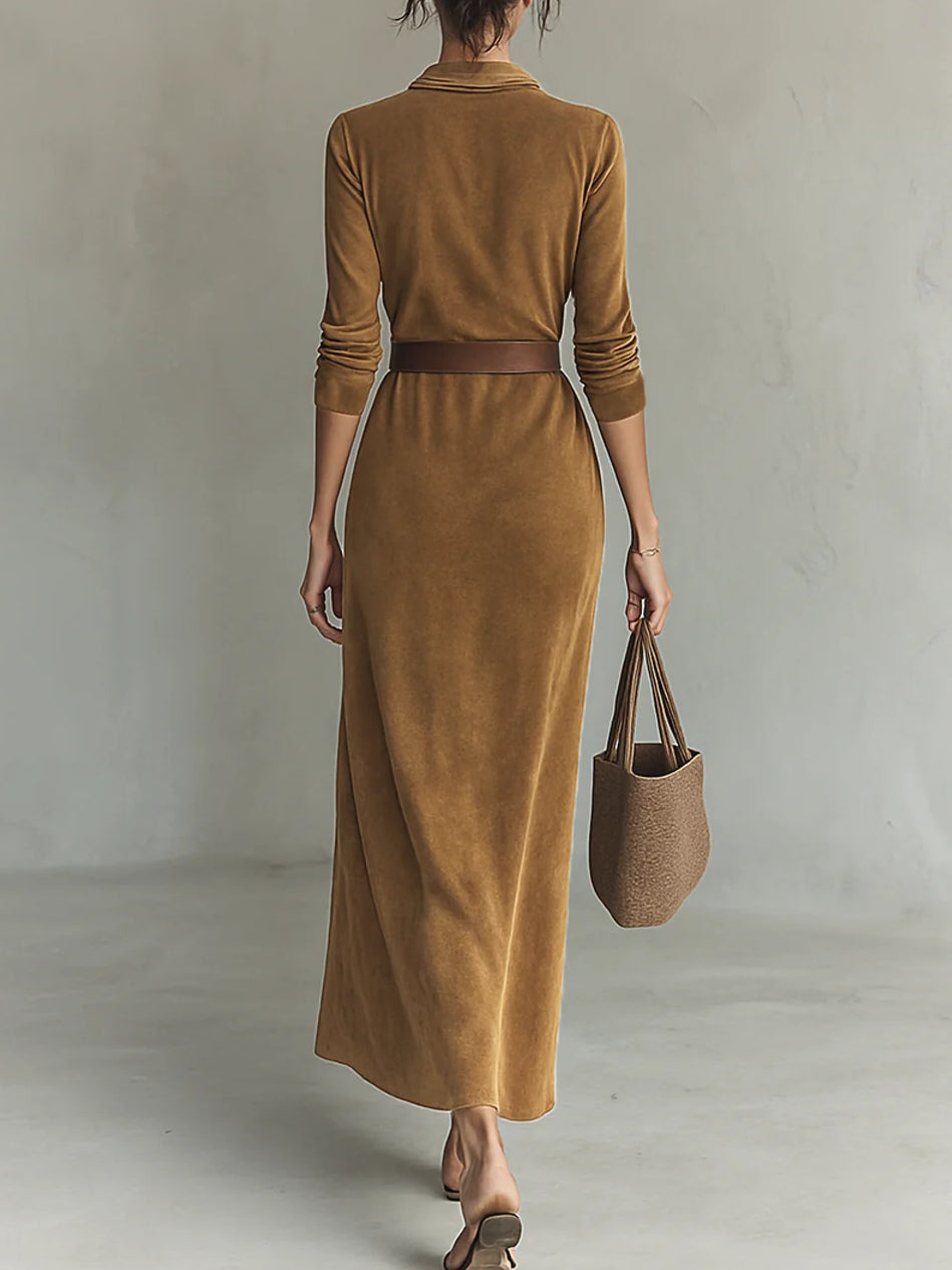 Célianne - Elegante Vestido Largo de Ante
