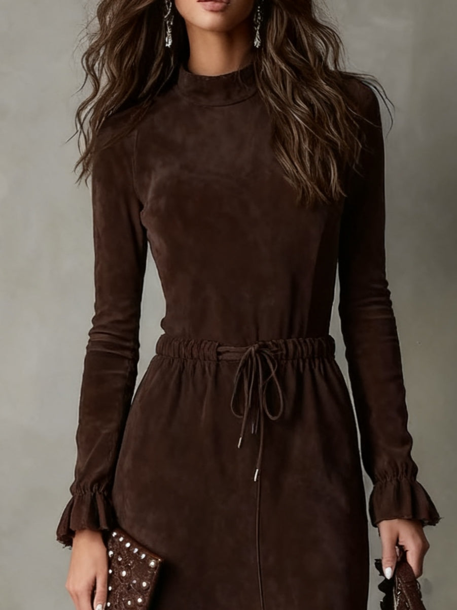 Isla | Vestido Midi de Suede con Cintura Regulable