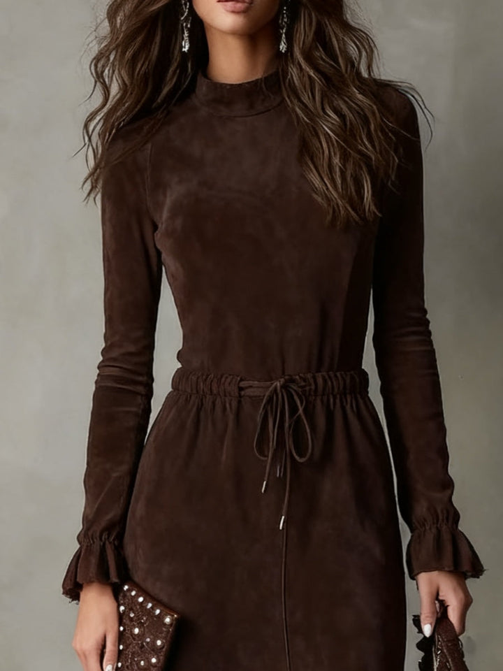 Isla | Vestido Midi de Suede con Cintura Regulable