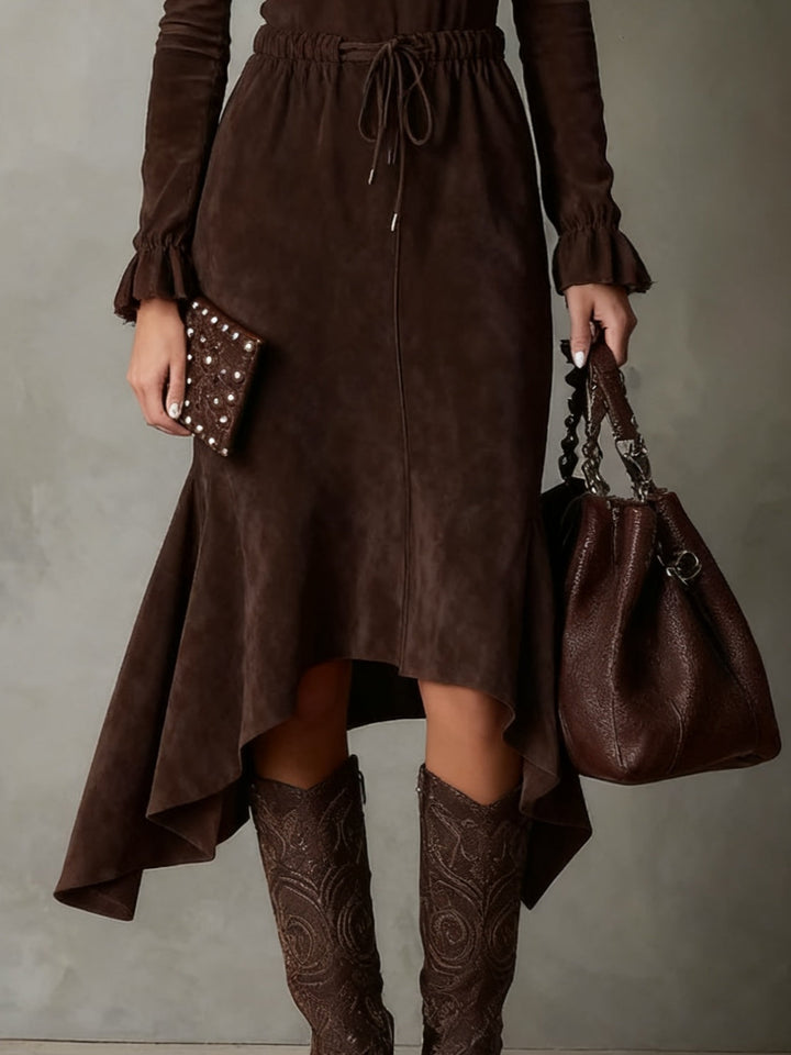 Isla | Vestido Midi de Suede con Cintura Regulable