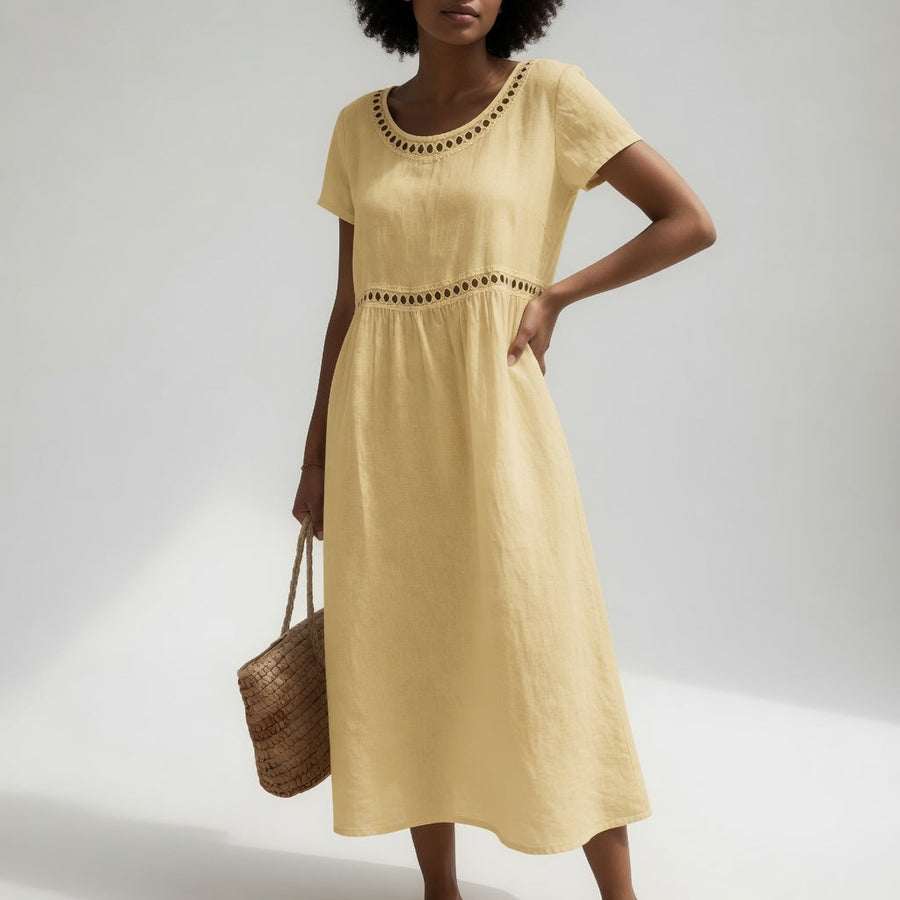 Pernelle™ | Vestido midi 100% algodón bordado feminidad suave
