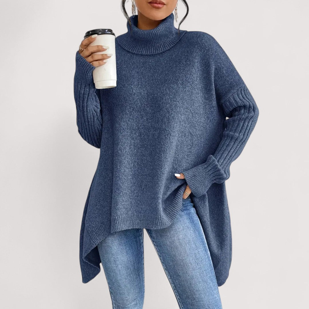 Patricia – Sweater Largo y Elegante con Cuello Alto