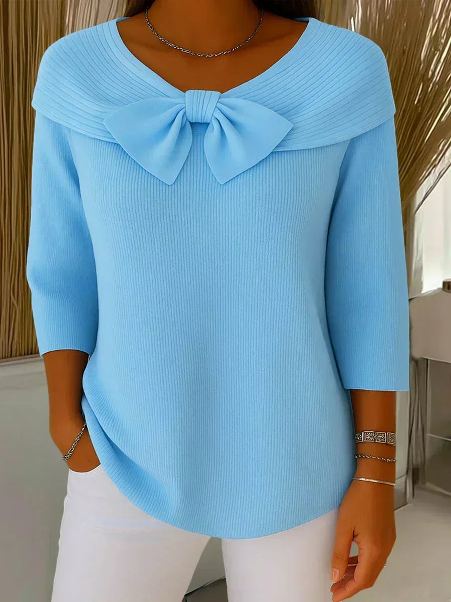 Clara | Sweater Elegante con Lazo de Punto Suave