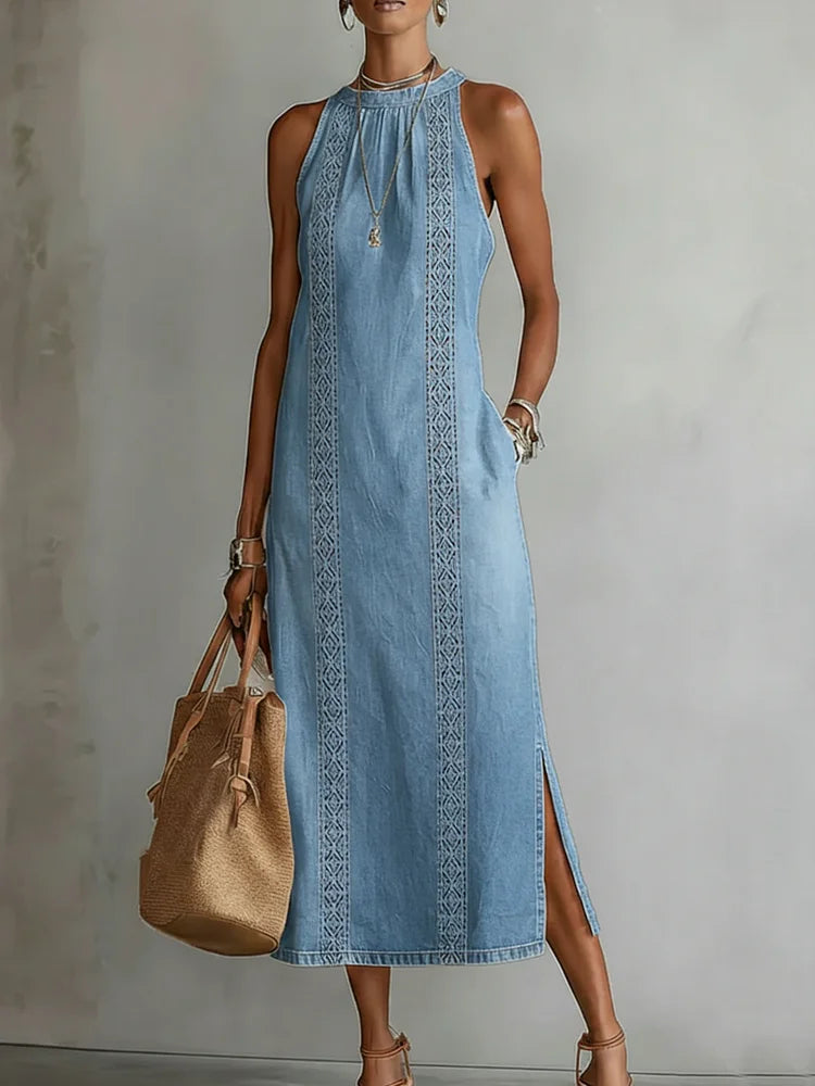 Julia | Vestido de denim retro con encaje