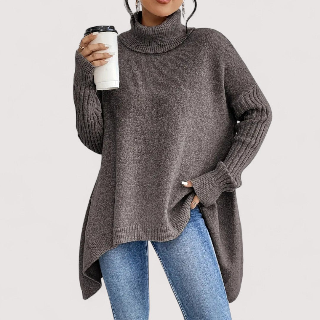 Patricia – Sweater Largo y Elegante con Cuello Alto