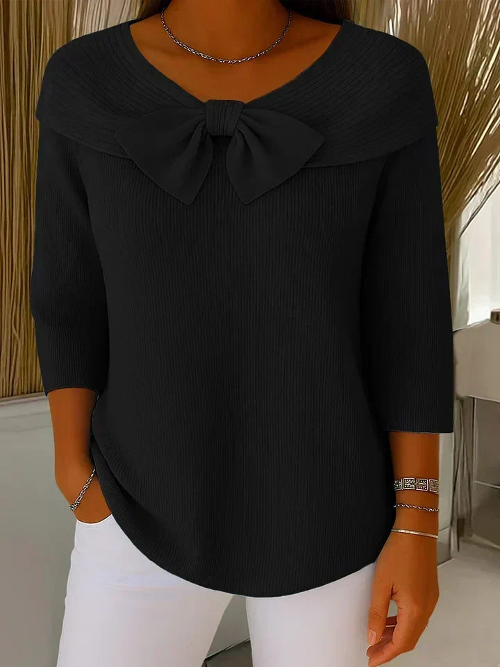 Clara | Sweater Elegante con Lazo de Punto Suave