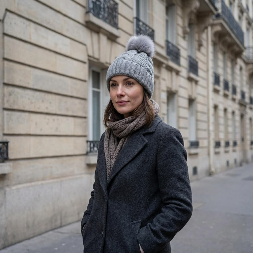Sofia | Gorro de Punto Trenzado con Pompón